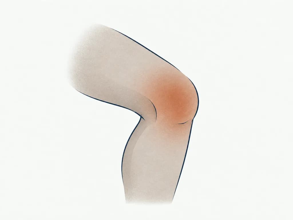 A knee with a soft warm glow inside it, the feeling before a bleed shows